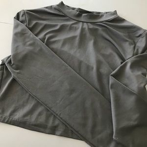 BLACK CROP TOP HIGH NECK STRETCH SHEIN SIZE L